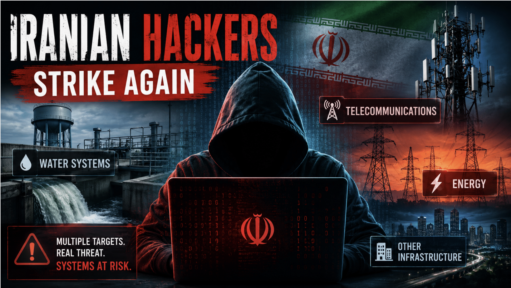 Iranian-linked hackers expand campaign against the United States, targeting municipal water systems, telecommunications, energy networks, and other critical infrastructure