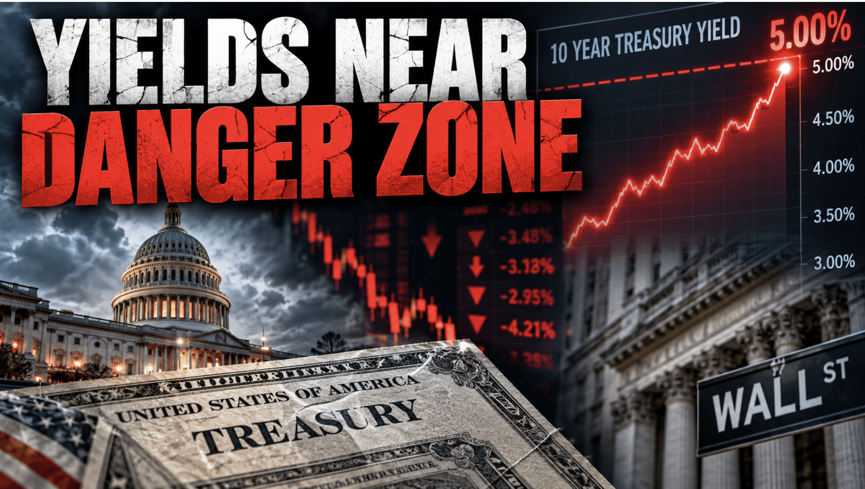 Treasury yields surge toward danger zone for stocks as inflation pressures heat up