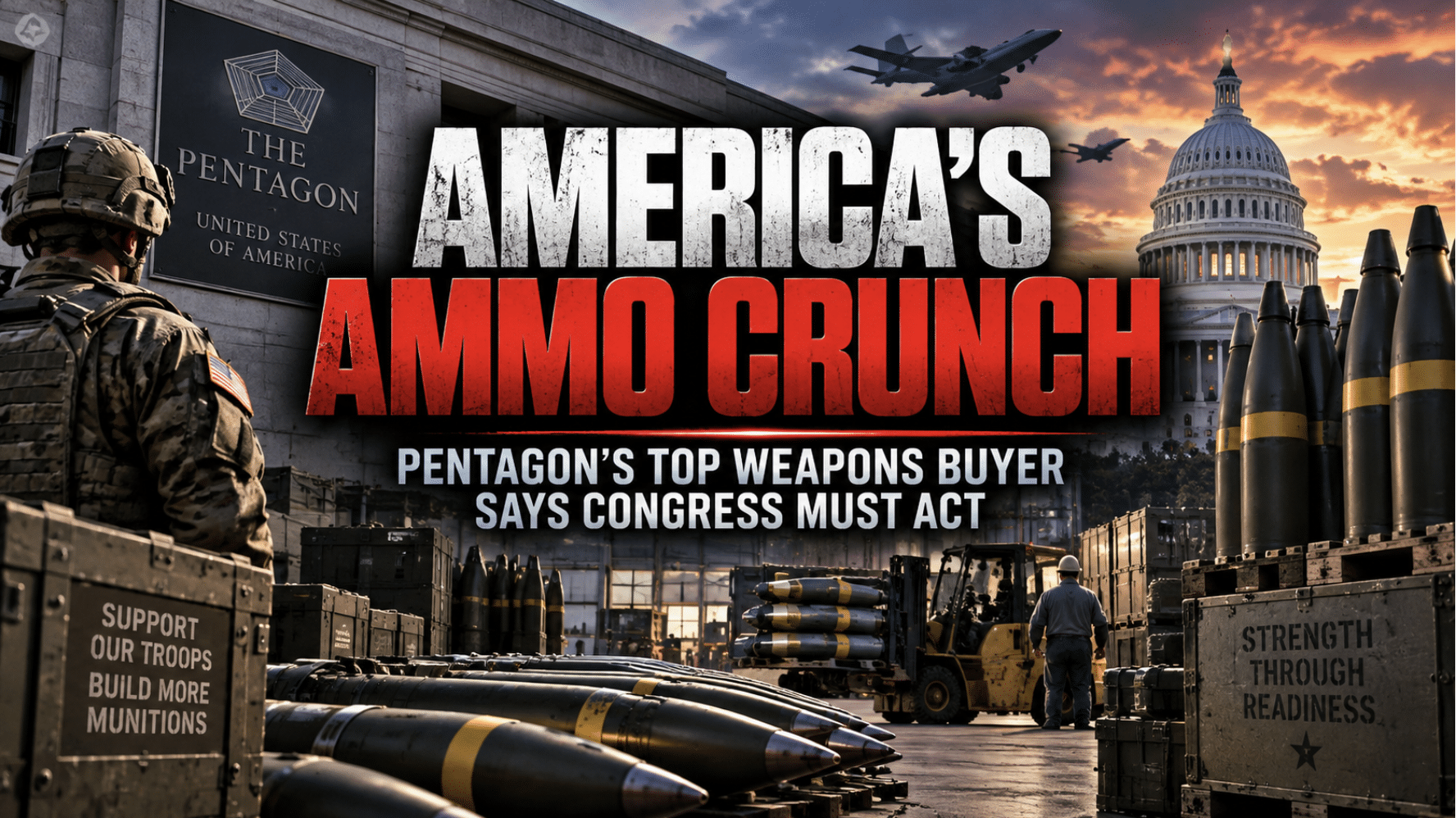 Pentagon’s top weapons buyer warns Congress must “step up and deliver” on $1.5 trillion funding request if the military is to restock vital weapons
