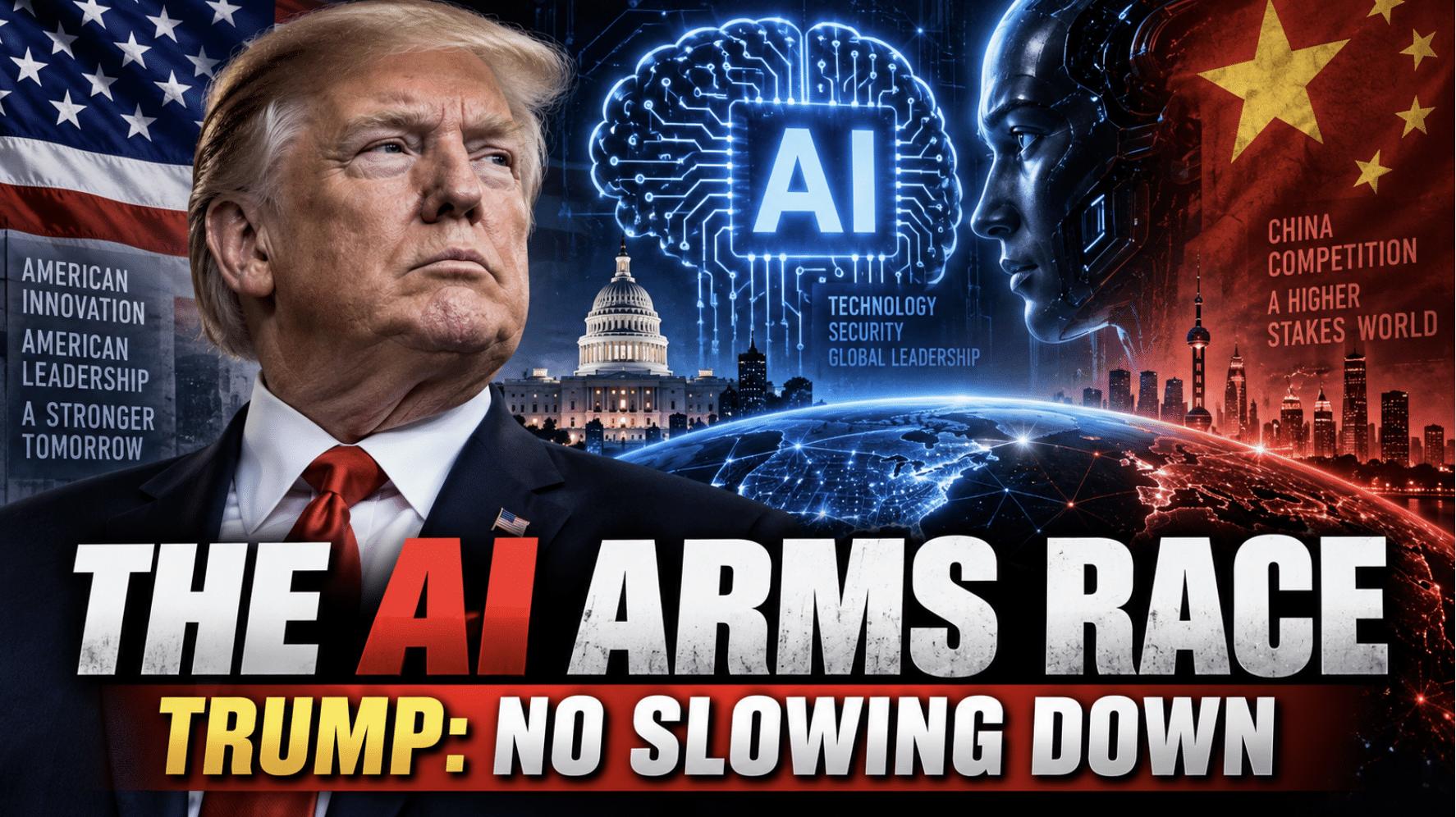 Trump rejects calls from leading AI executives to slow race for more powerful models, arguing that the US cannot afford to lose its lead over China