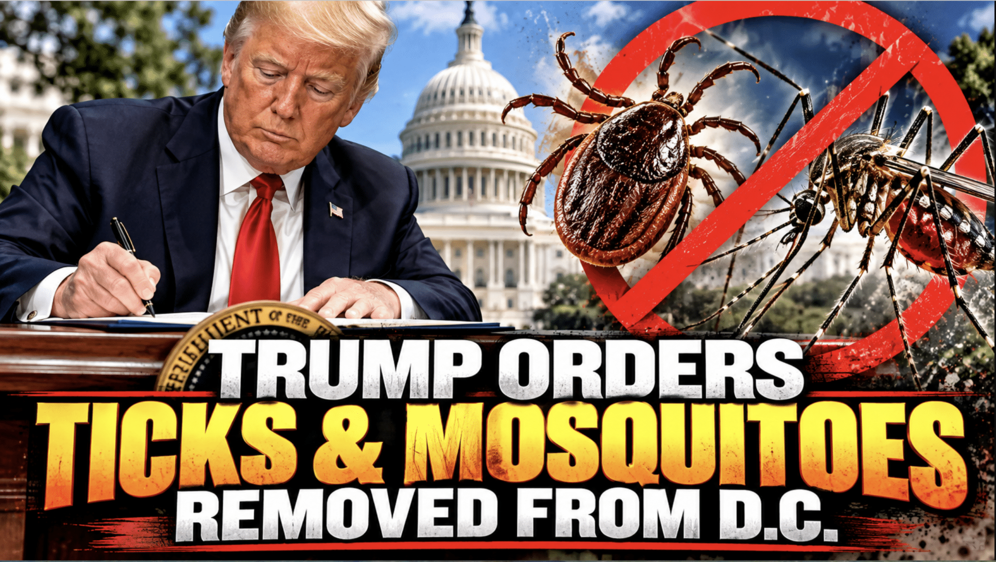 Trump signs executive orders for the removal of ticks and mosquitoes from nation’s capital
