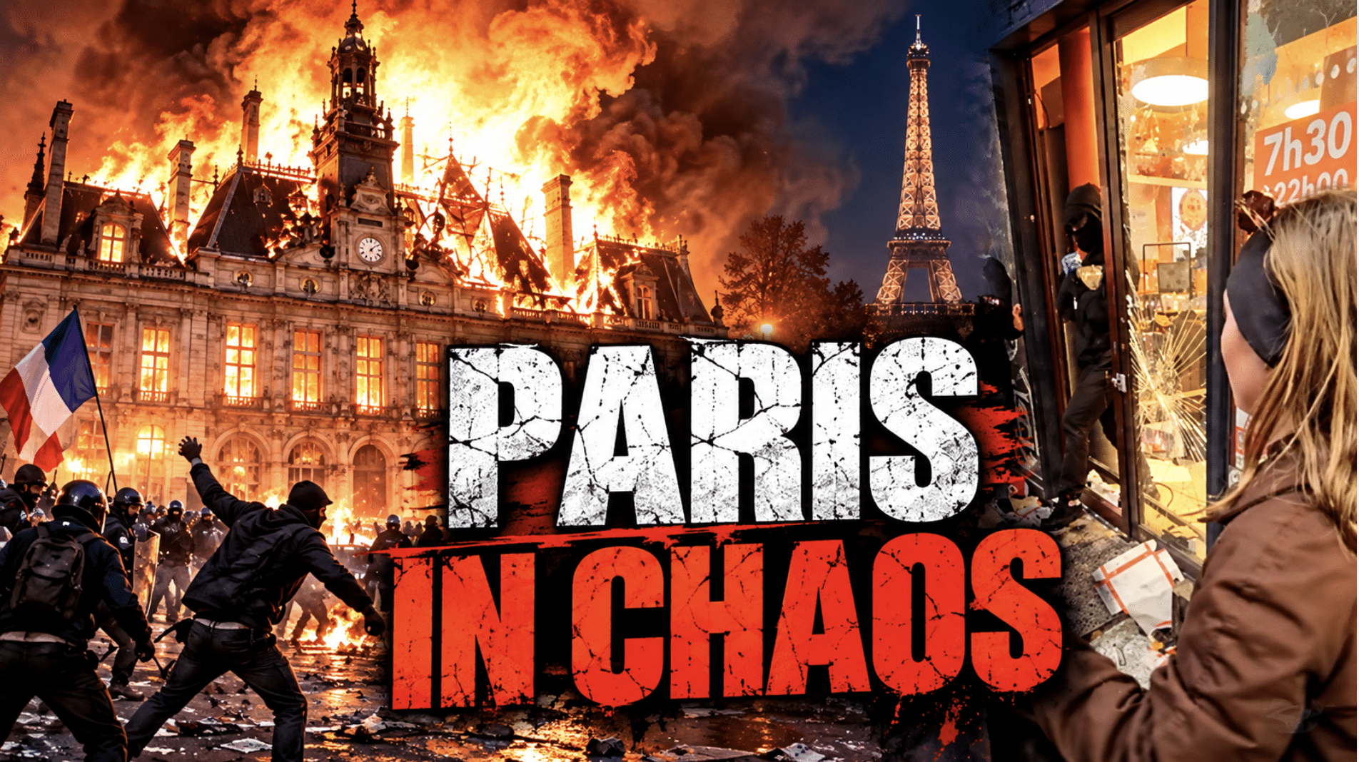French town hall that survived both world wars is incinerated after standing for 143 years as bloody riots sweep across Europe